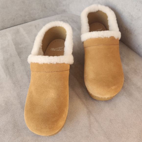 Dansko Pro Cozy clogs women's 10 tan suede shearling boho cottagecore new $150 - Picture 6 of 16